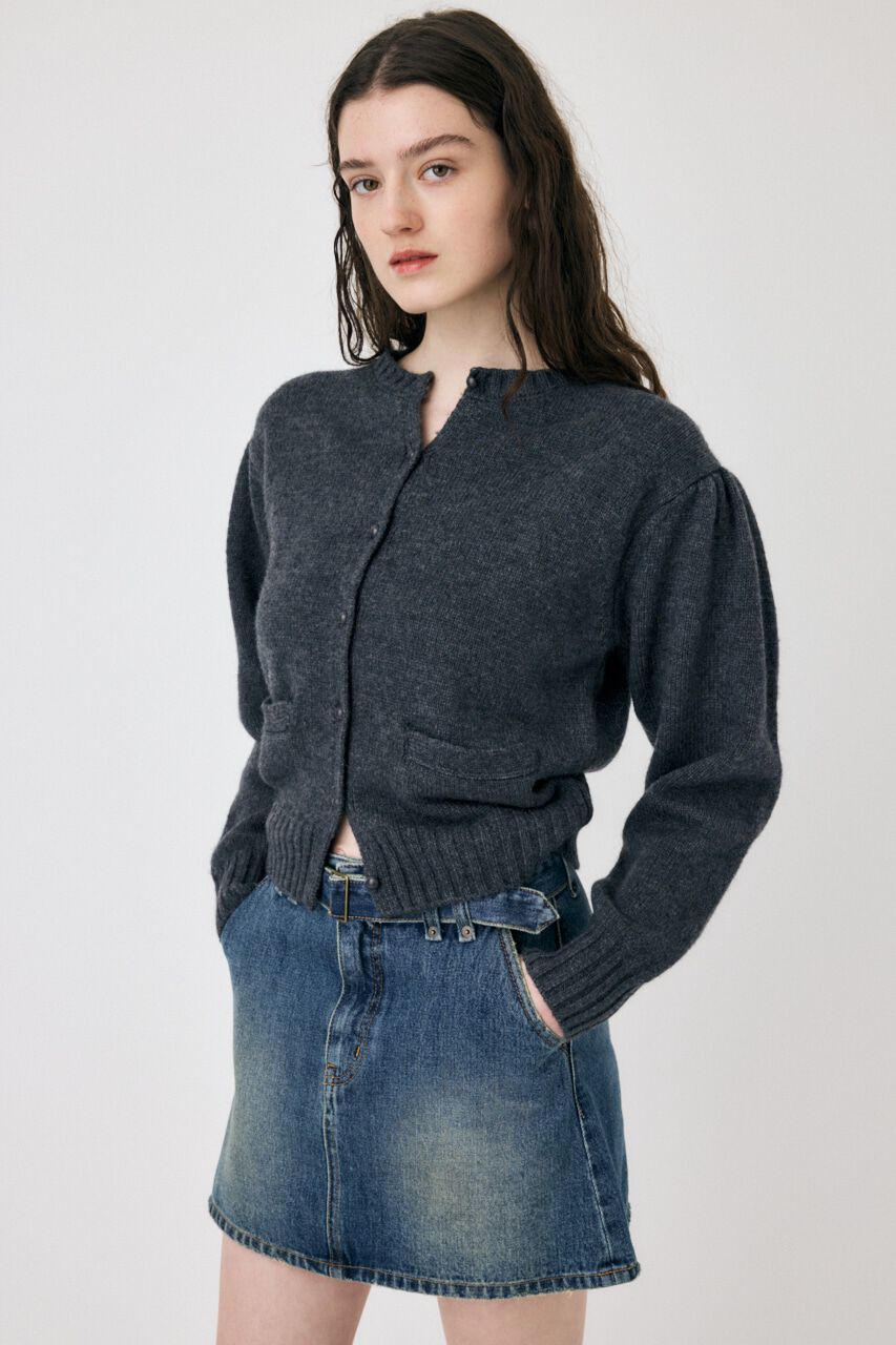MOUSSY「BUTTON UP ニットカーディガン」|カーディガン|GRY