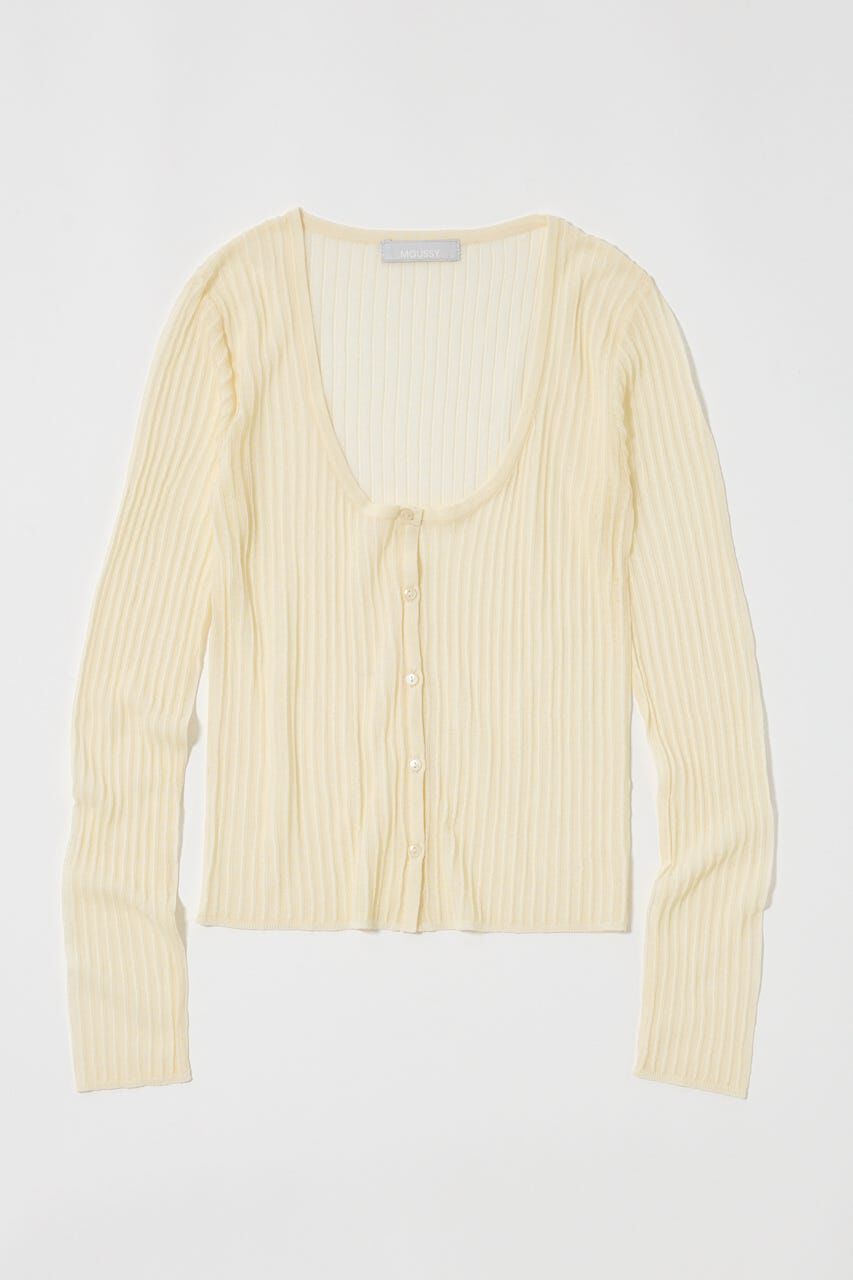 MOUSSY「SHEER RIB カーディガン」|カーディガン|