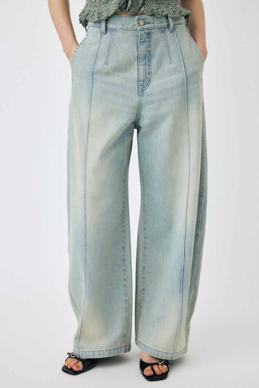 MOUSSY「PIN TUCK COCOON STRAIGHT」|デニム|L/BLU1