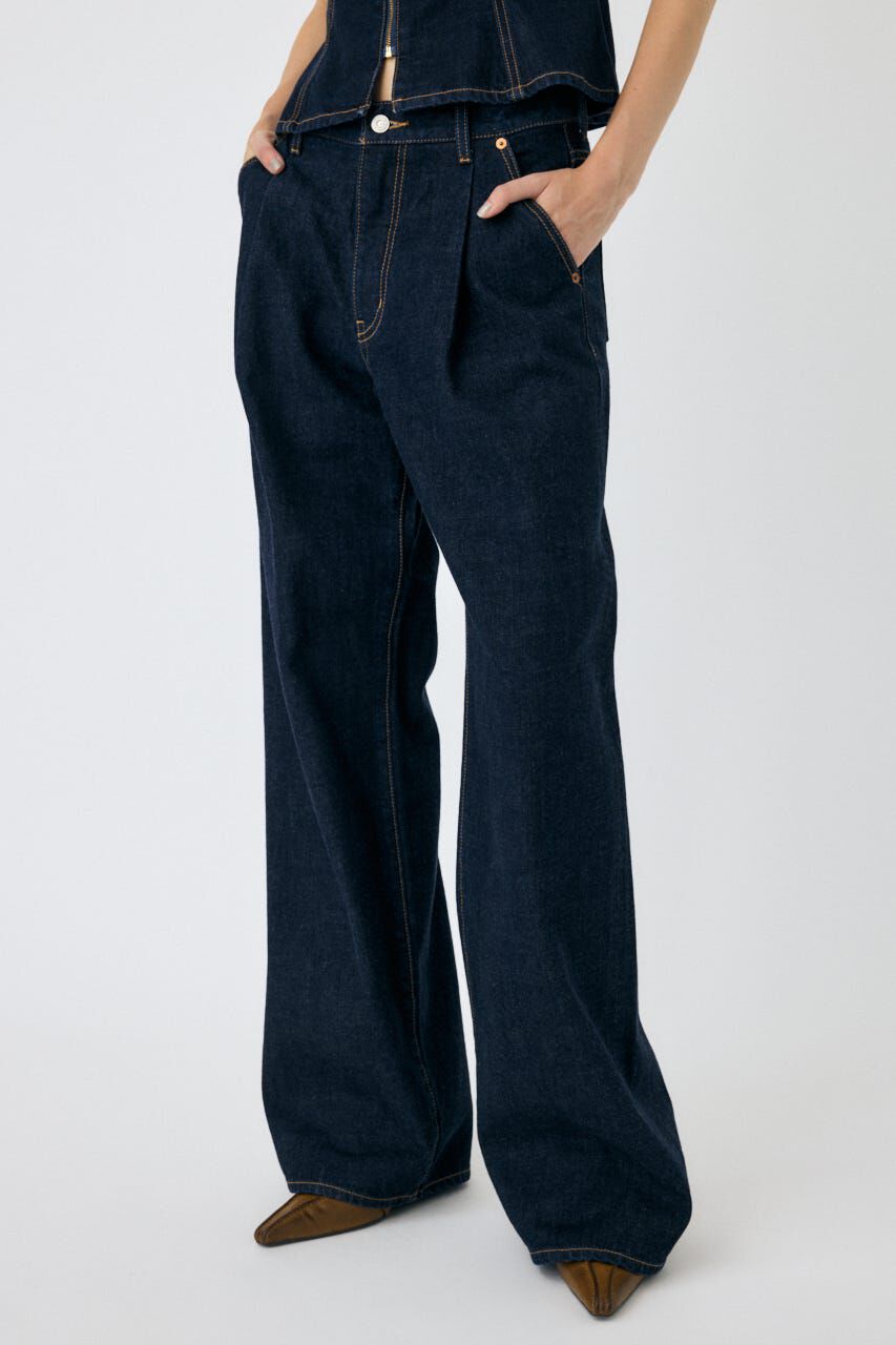 MOUSSY「TUCK WIDE ストレートデニム」|デニム|One Wash1