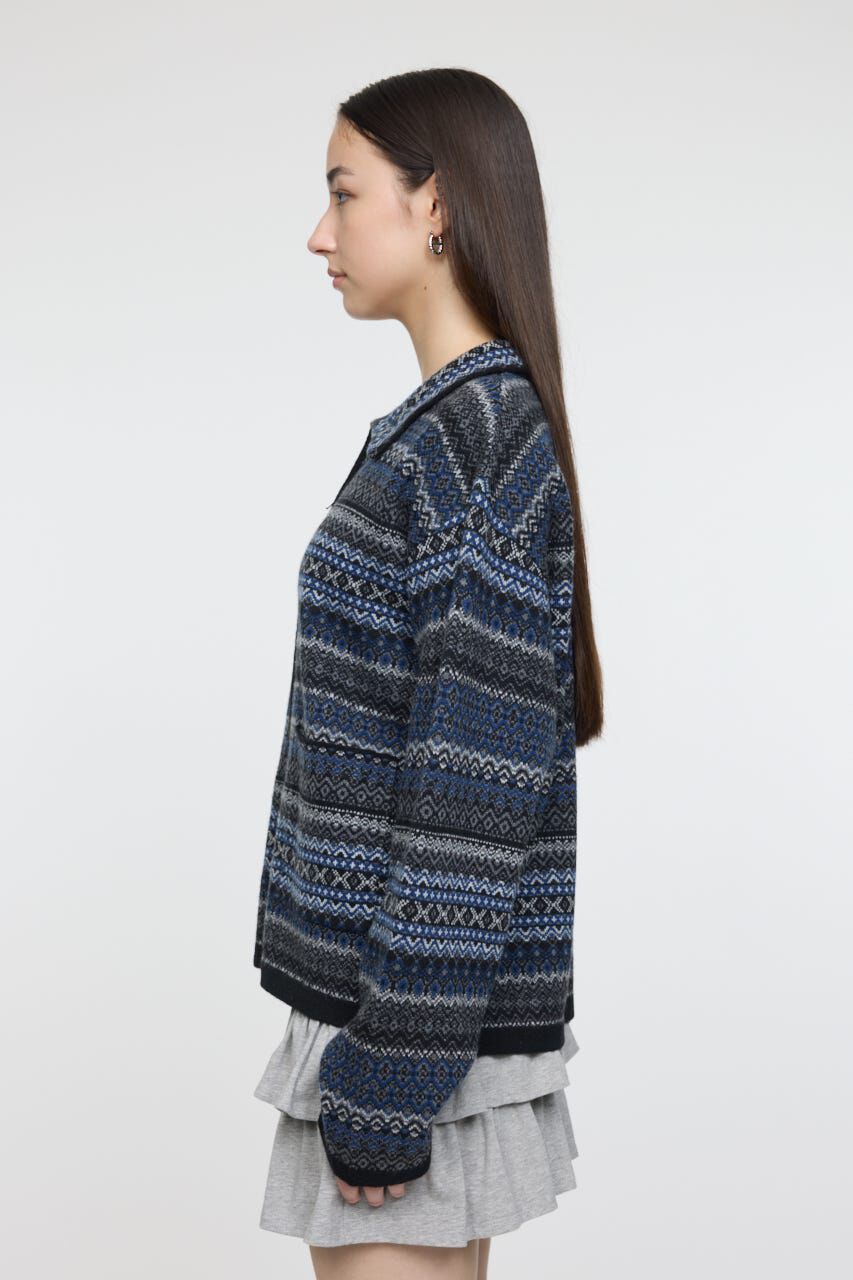MOUSSY「FAIR ISLE KNIT ジャケット」|カーディガン|