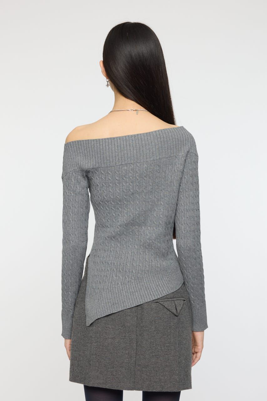 MOUSSY「ASYMMETRY SHOULDER CABLE ニット」|ニット・セーター|