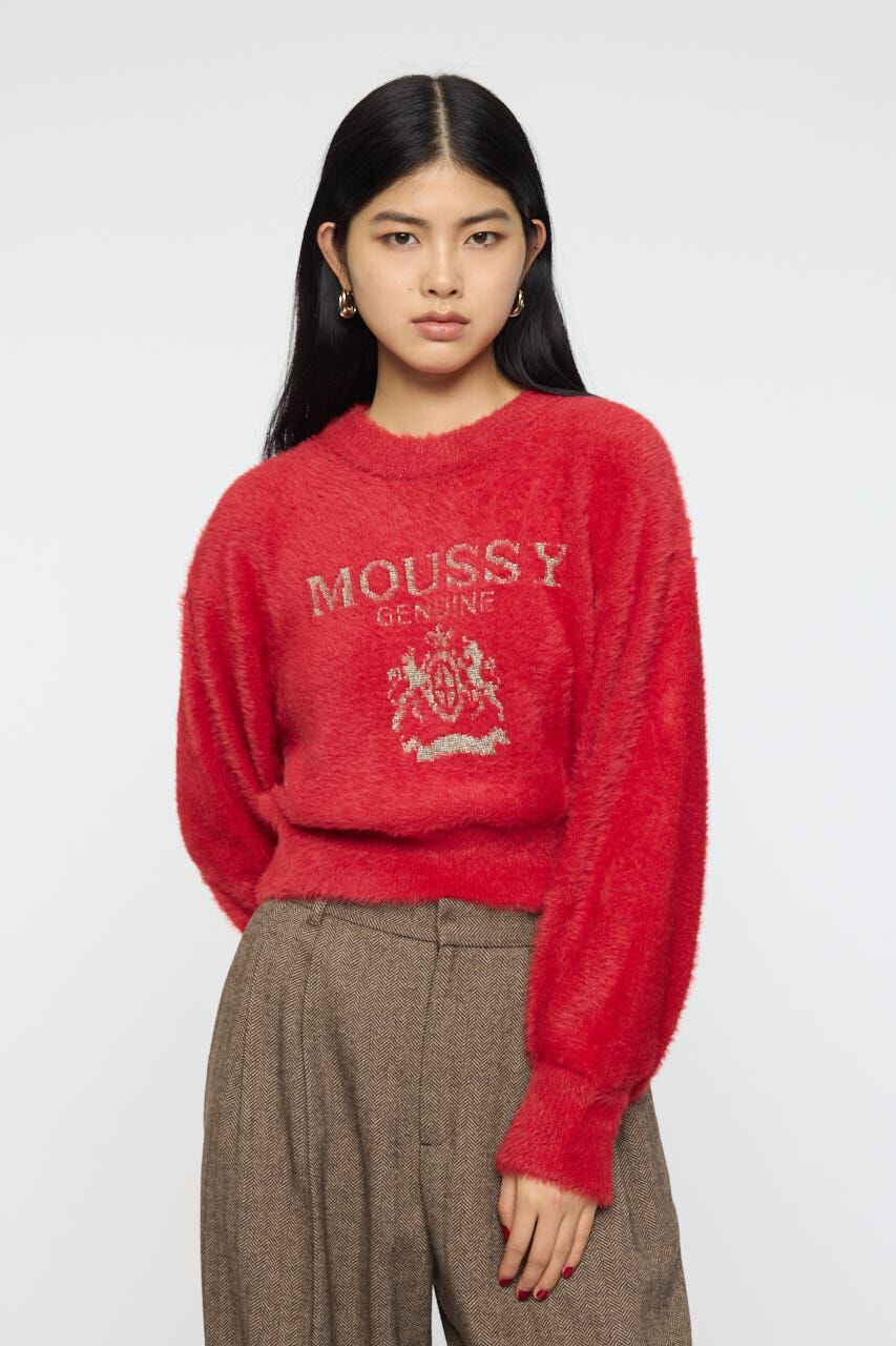 MOUSSY「FLUFFY MOUSSY KNIT トップス」|ニット・セーター|RED