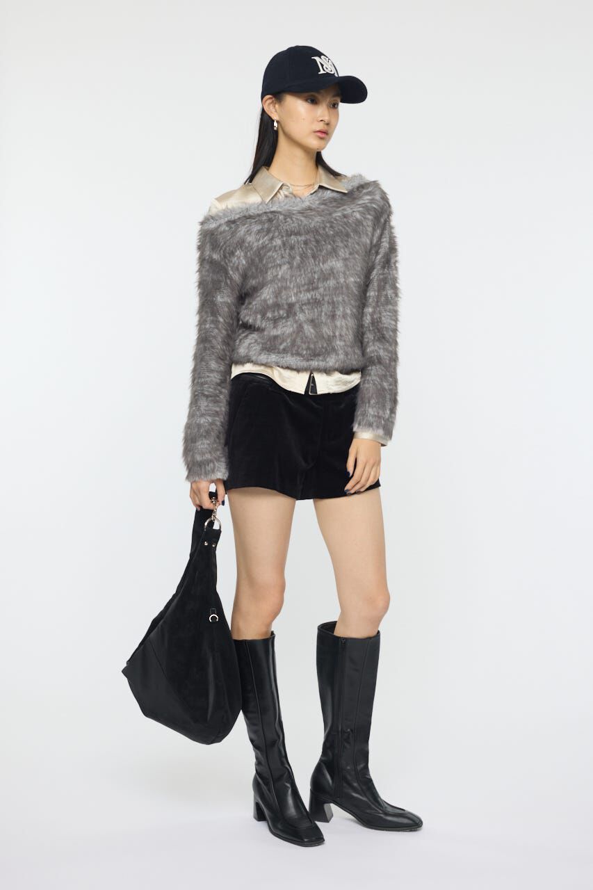 MOUSSY「FAUX FUR KNIT CROP トップス」|ニット・セーター|