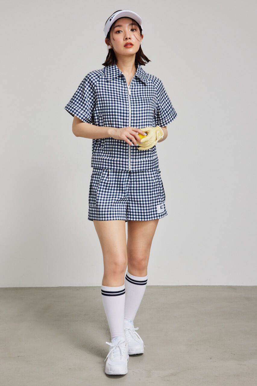 rienda「ギンガムチェックZIP UPブルゾン」|ブルゾン・スタジャン|