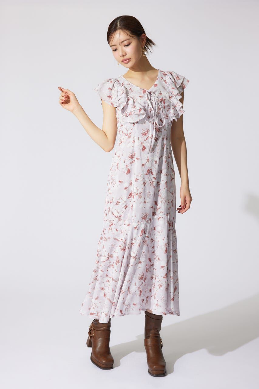 rienda「フリルフラワーロングワンピース」|ワンピース|