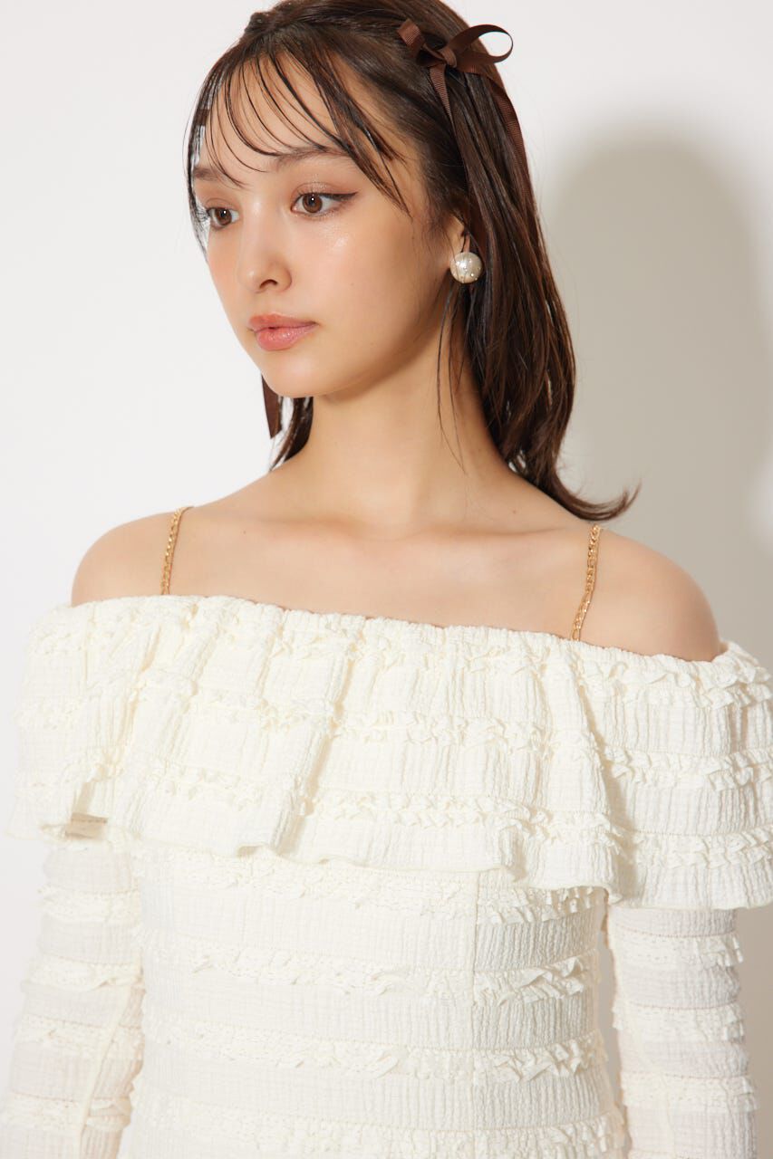 rienda「レースカットオフショルワンピース」|ワンピース|