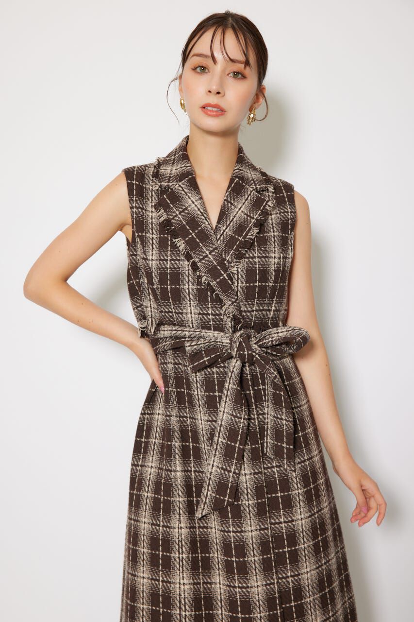 rienda「フリンジロングベスト」|ダウンベスト・ベスト|