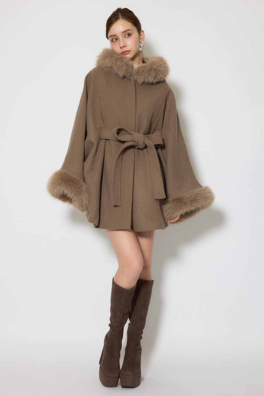 rienda「ウールMIXフードポンチョコート」|その他|