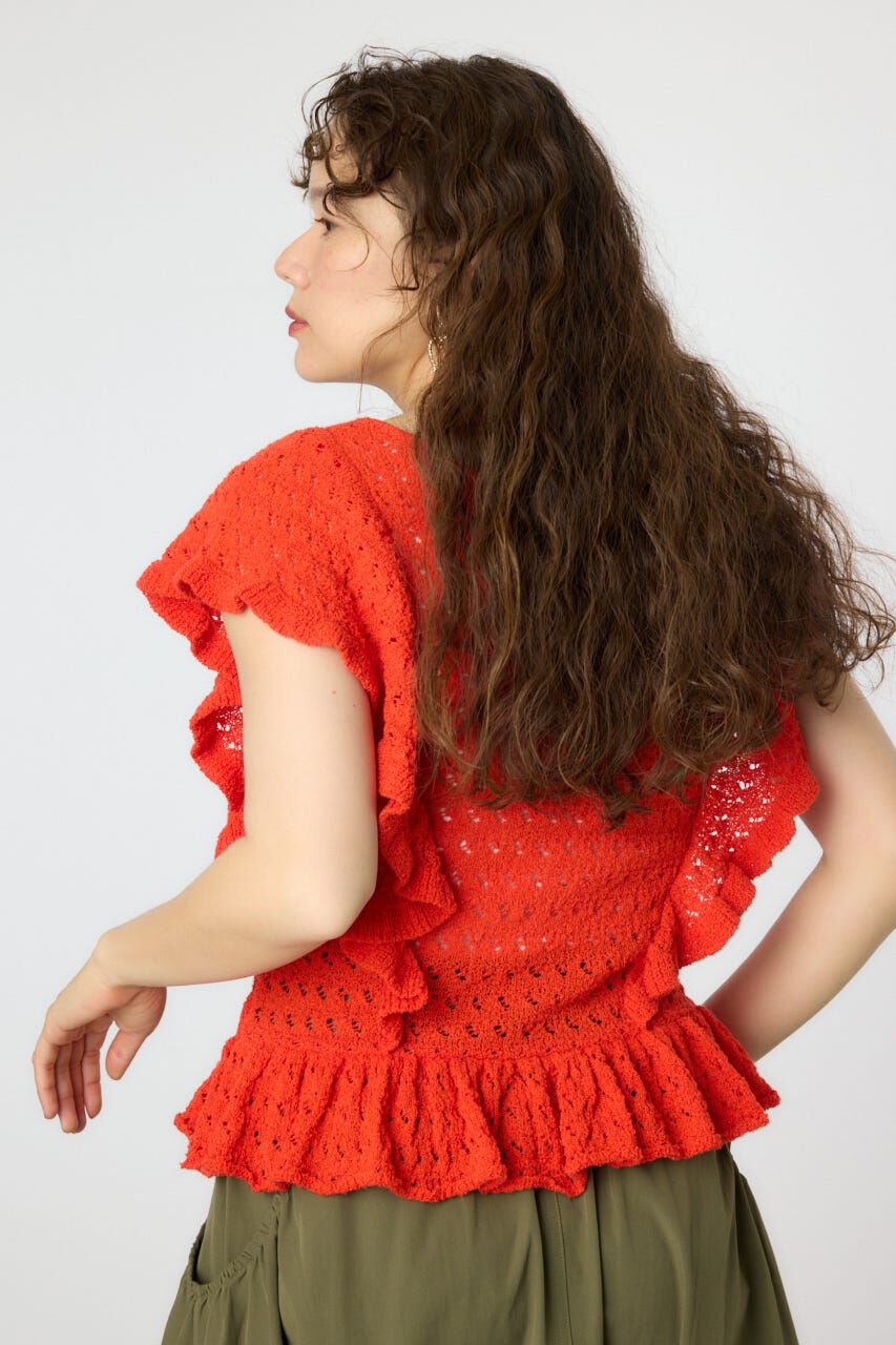 RODEO CROWNS「2WAYフリルクロシェニットトップス」|タンクトップ|