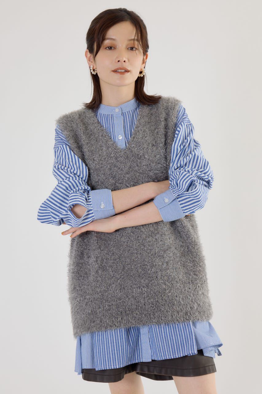 RODEO CROWNS「シャギーニットベスト」|ニット・セーター|GRY