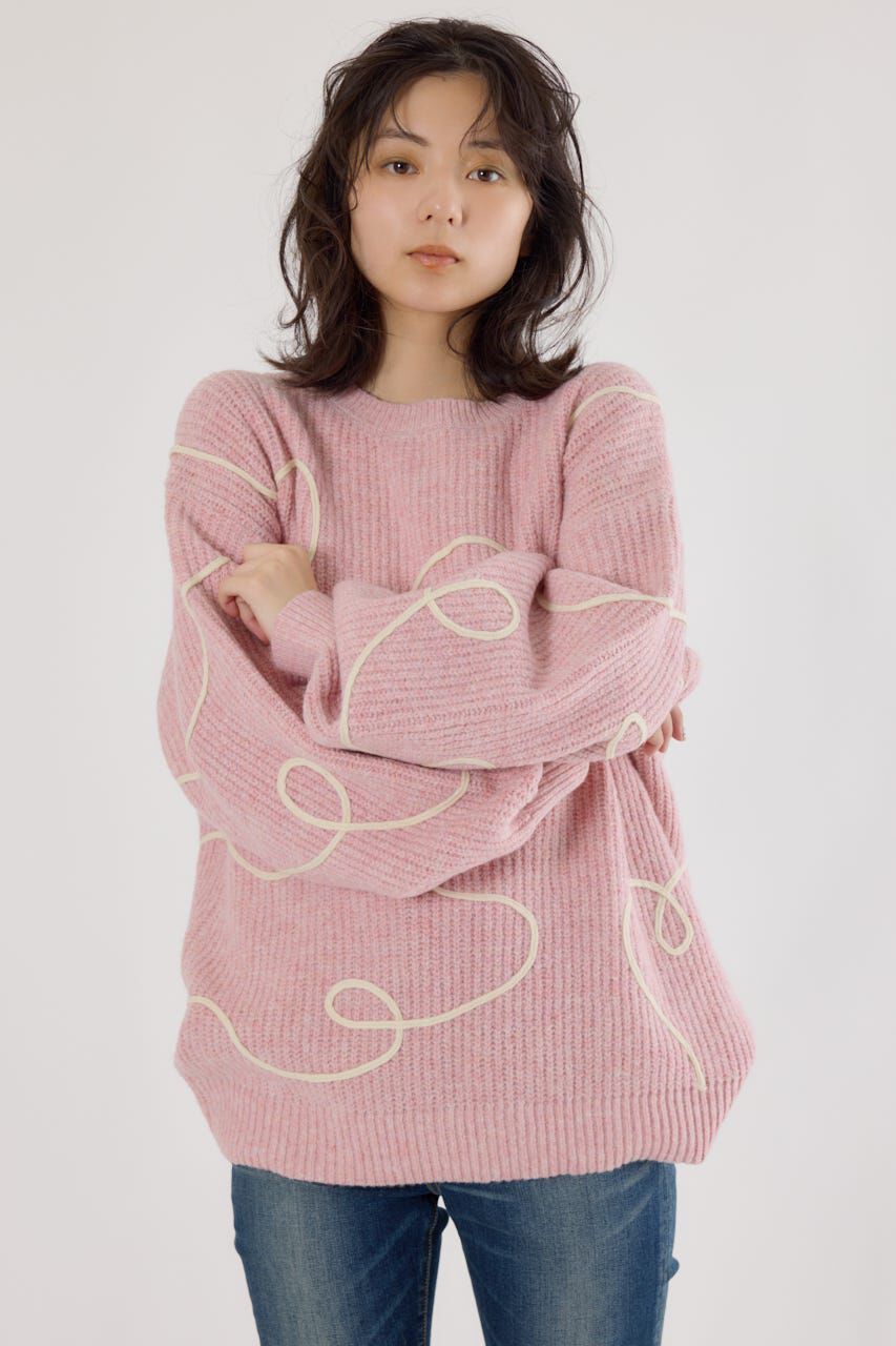 RODEO CROWNS「Embroideryラインロゴニットトップス」|ニット・セーター|