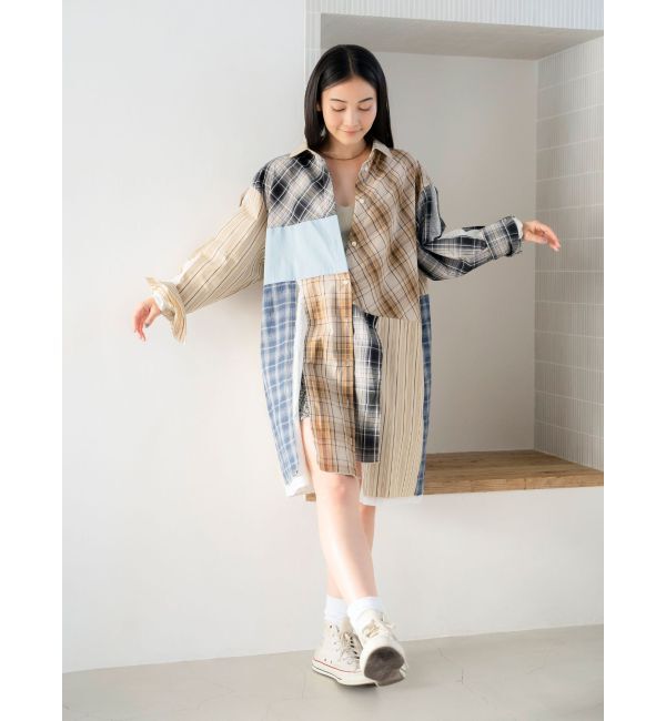 Ungrid「ビッグシルエットリメイクチェックシャツ」|シャツ・ブラウス|