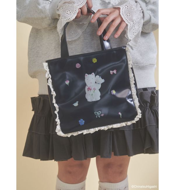 merry jenny「New Wave Sugar cat square bag」|トートバッグ|ネイビー