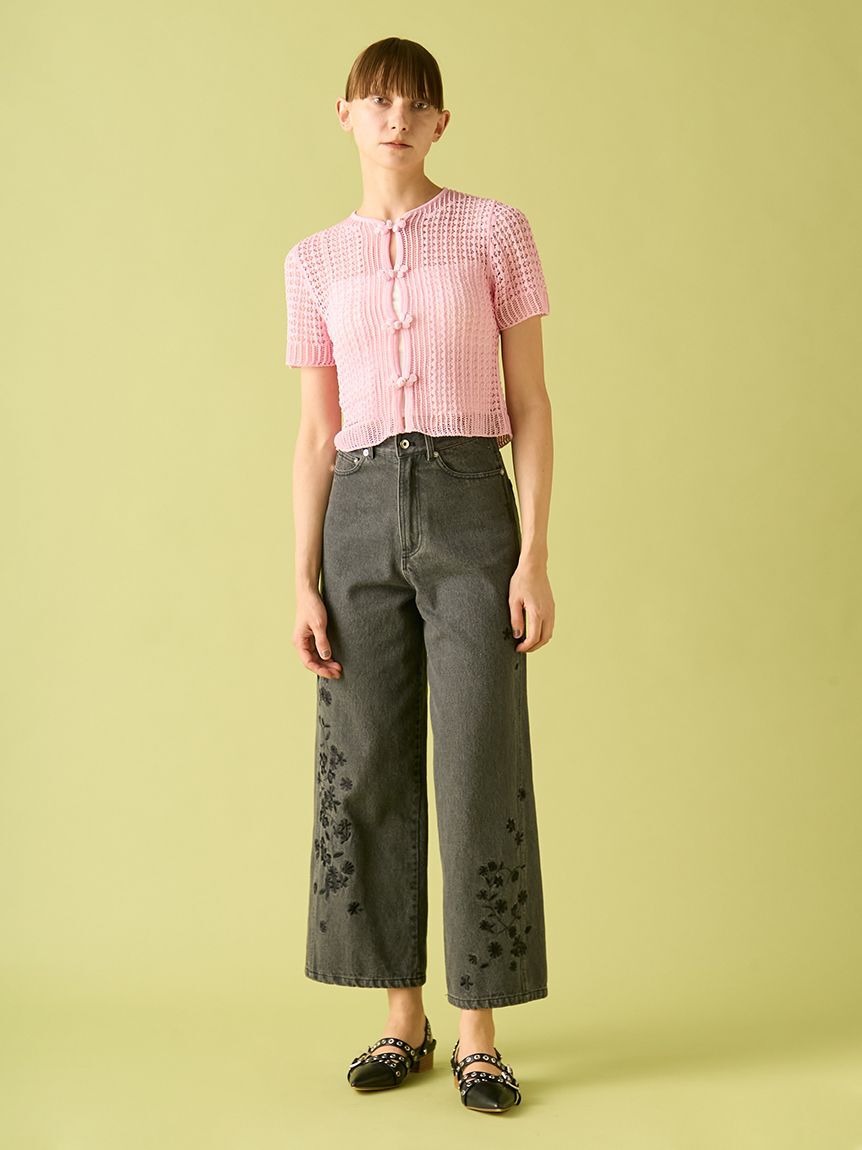 FURFUR「フラワー刺繍デニムパンツ」|デニム|