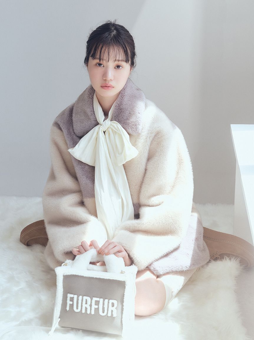 FURFUR「パッチワークエコファーミドルコート」|ステンカラーコート|