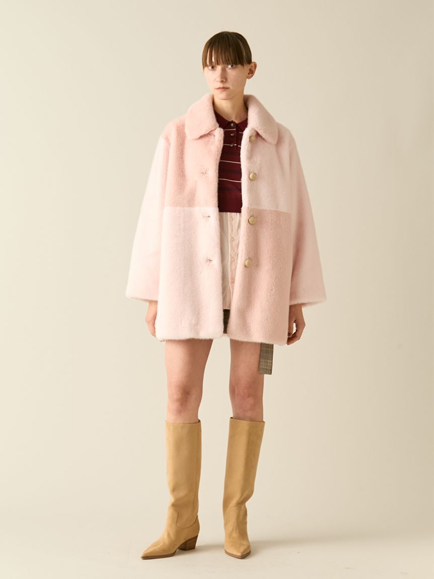 FURFUR「パッチワークエコファーミドルコート」|ステンカラーコート|