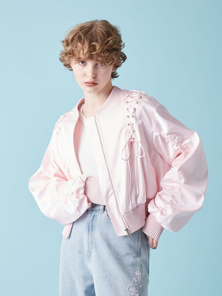 FURFUR「レースアップサテンブルゾン」|ブルゾン・スタジャン|