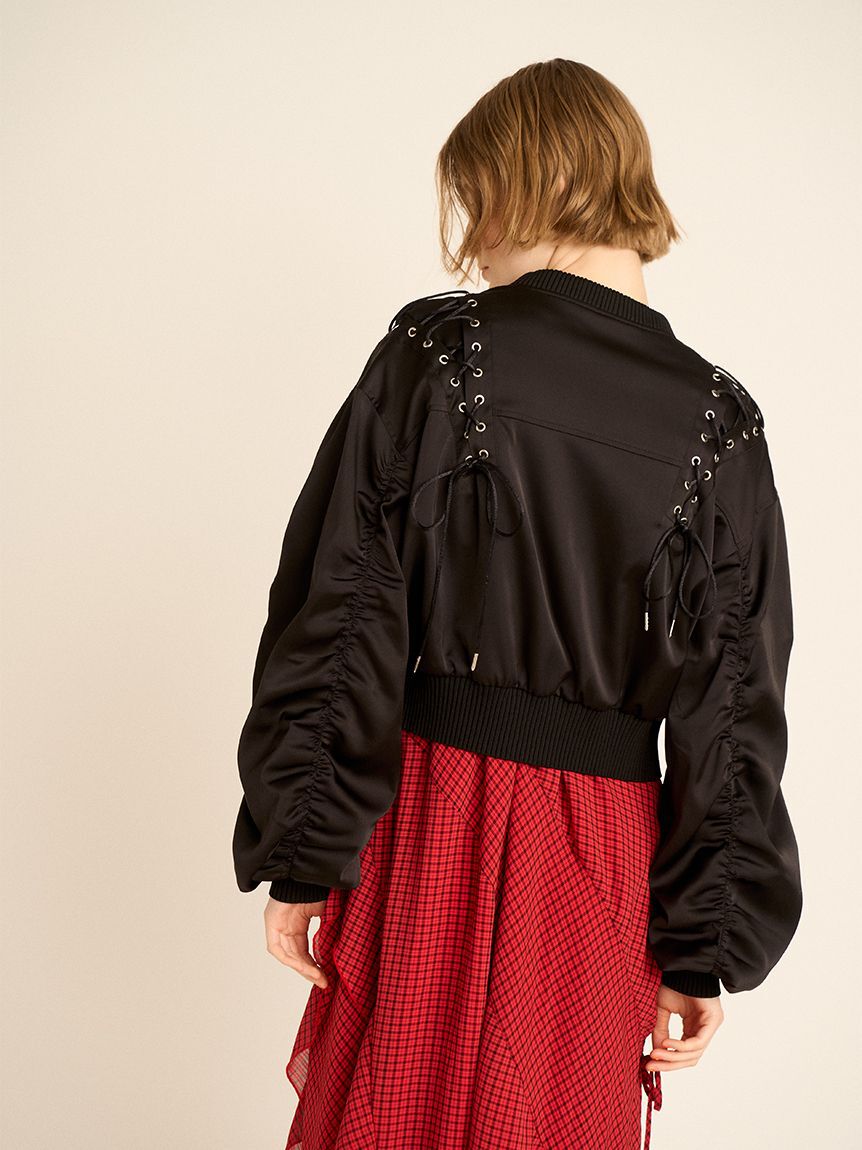 FURFUR「レースアップサテンブルゾン」|ブルゾン・スタジャン|
