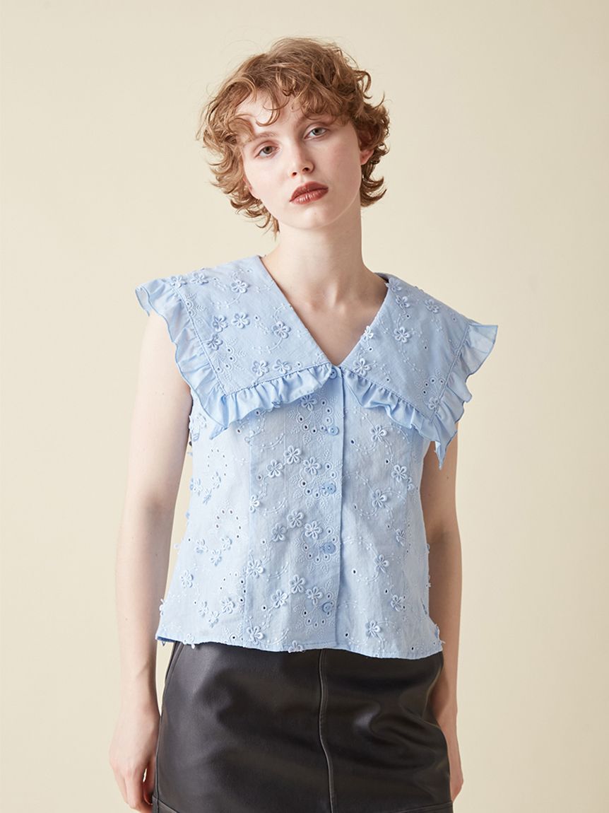 FURFUR「ビッグカラーノースリブラウス」|シャツ・ブラウス|