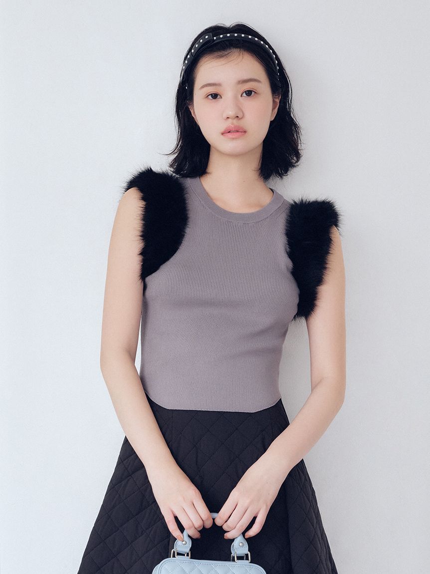 FURFUR「【限定カラー】エコファースリーブニットトップス」|ニット・セーター|