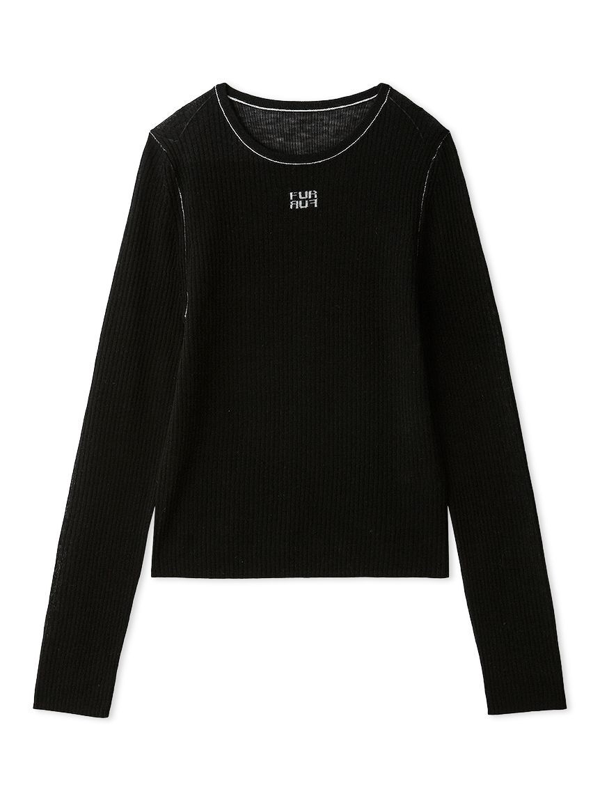 FURFUR「ロゴ刺繍シアーウールリブニット」|ニット・セーター|