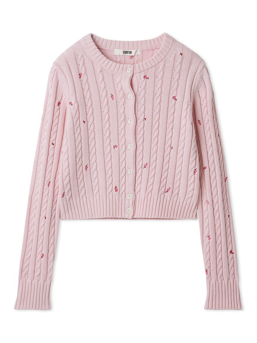 FURFUR「フラワー刺繍ケーブルカーディガン」|カーディガン|