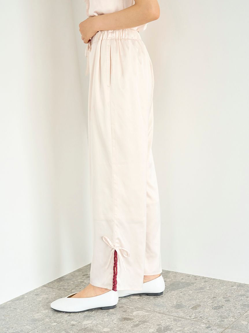 gelato pique「レースサテンロングパンツ」|ルームウェア|