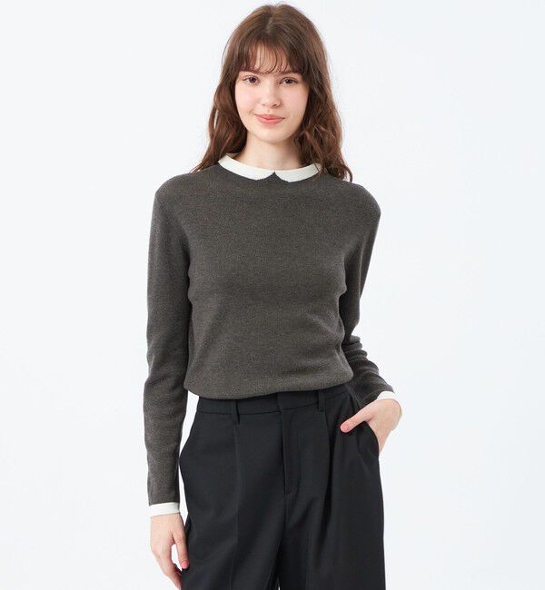 MACKINTOSH PHILOSOPHY「【2025年秋冬モデル】Cleric Collar Knit ウールブレンド」|ニット・セーター|チャコールグレー