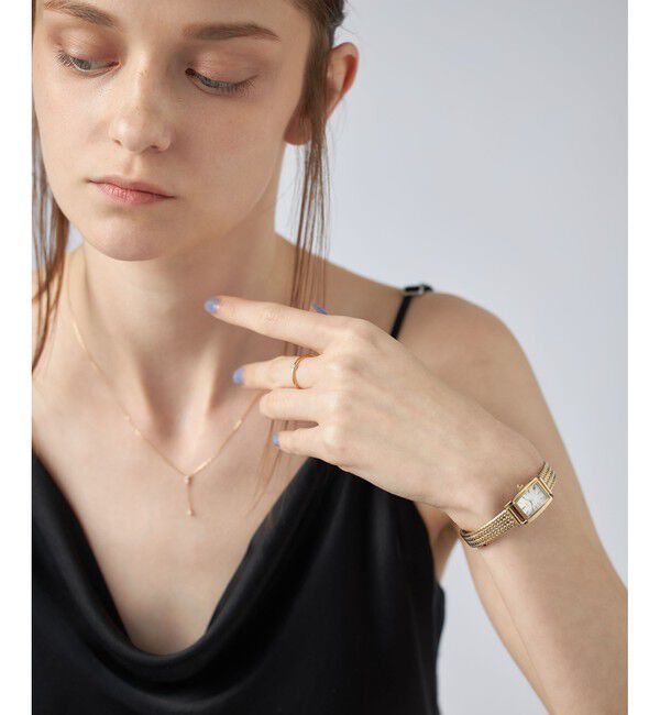 ete「ダイヤモンド レクタングルフェイス メッシュベルト ウォッチ」|腕時計|