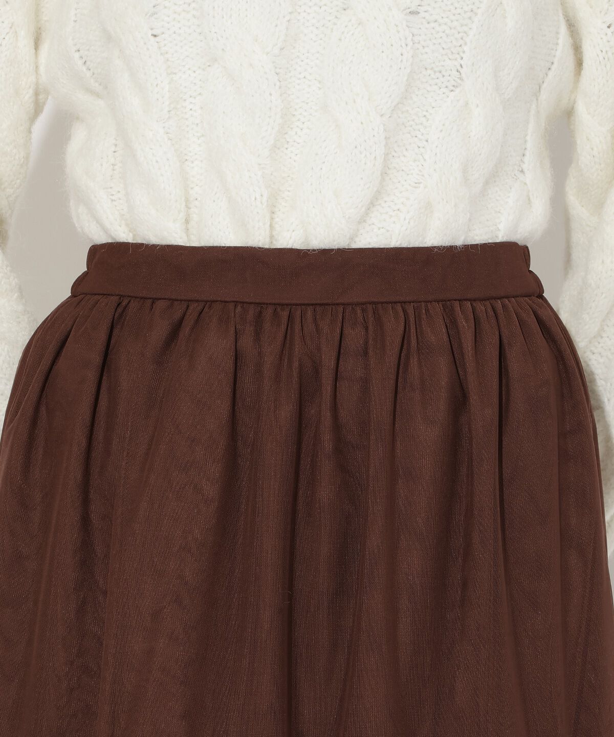 アンドクチュール「チュールティアードギャザースカート」|フレア|