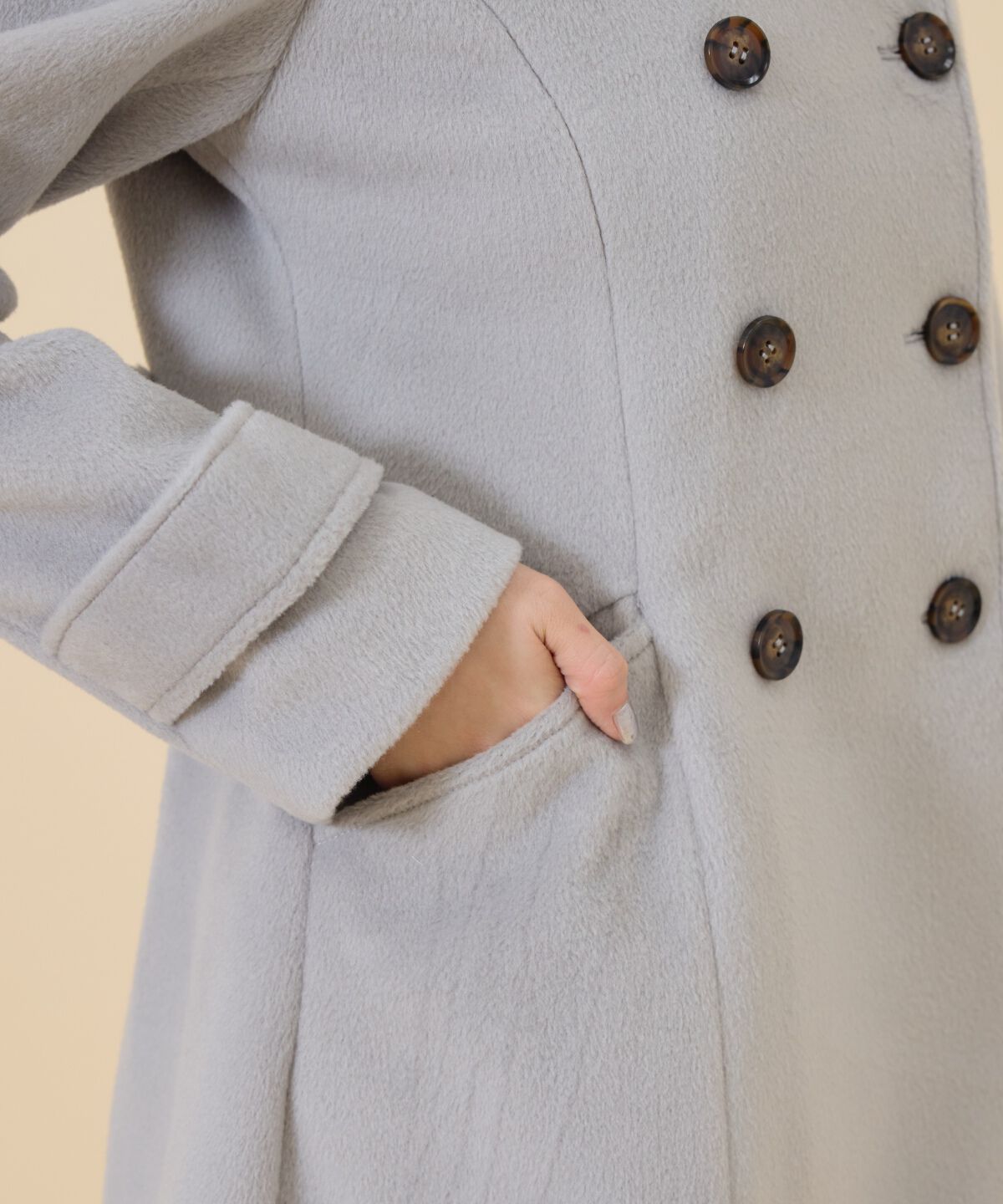 REDYAZEL「ウールライクダブルミドルコート」|ステンカラーコート|