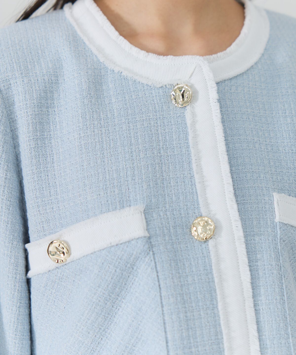 REDYAZEL「ファンシーツイードジャケット」|ノーカラージャケット|