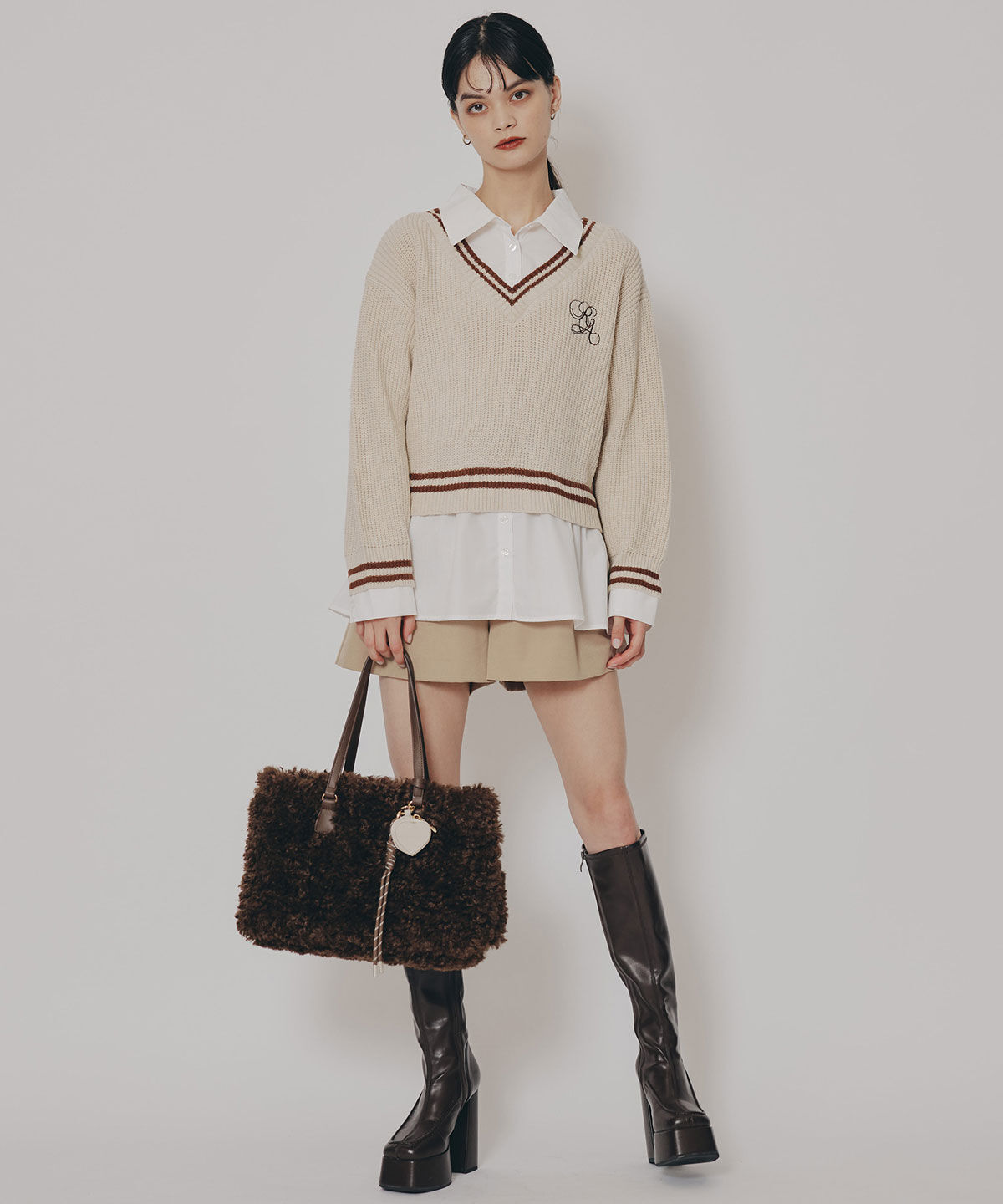 REDYAZEL「レイヤードシャツドッキングニットプルオーバー」|ニット・セーター|