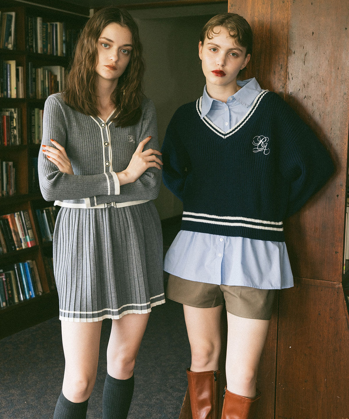 REDYAZEL「レイヤードシャツドッキングニットプルオーバー」|ニット・セーター|