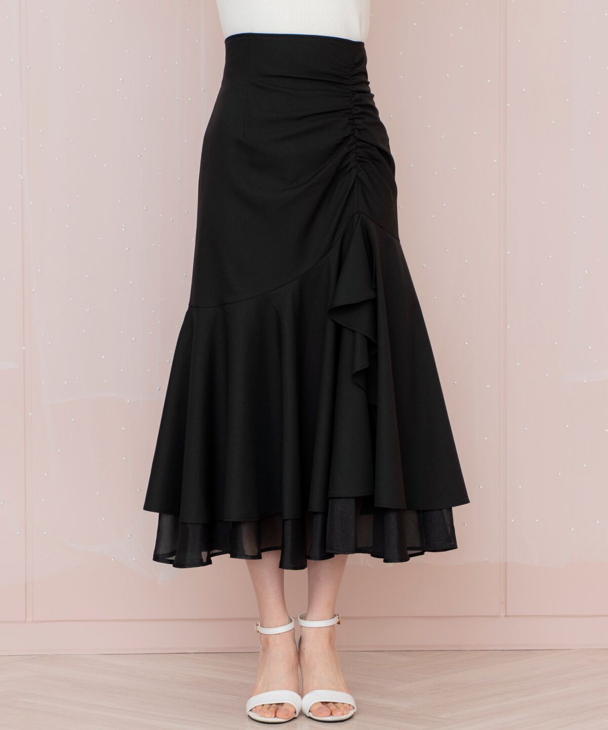 WILLSELECTION「シアーヘムギャザーマーメイドスカート」|フレア|