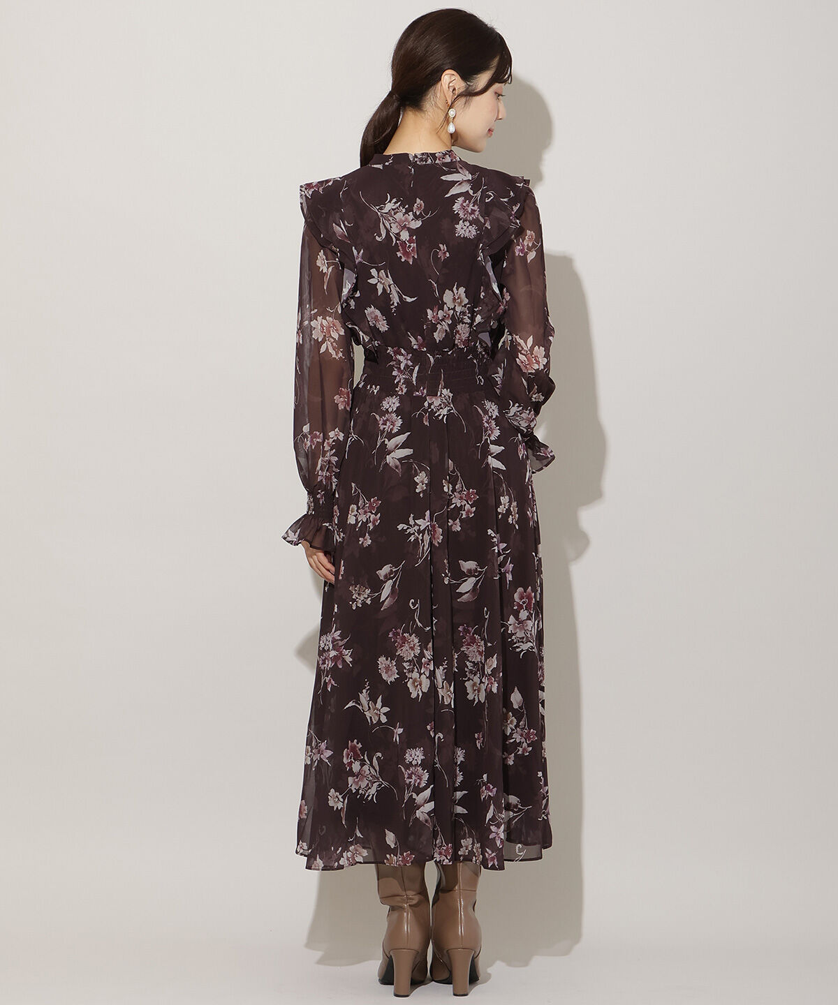 WILLSELECTION「フラワープリントウエストシャーリングワンピース」|ワンピース|