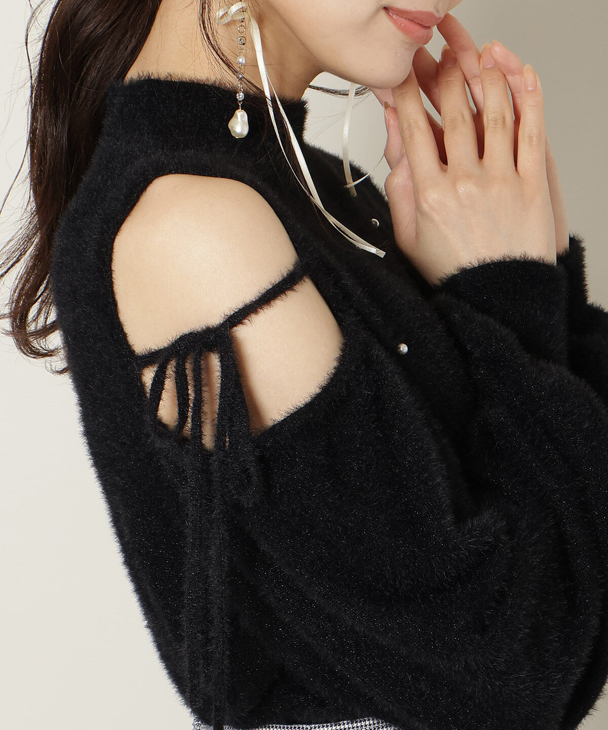 WILLSELECTION「パールビジューフェザーニットトップス」|ニット・セーター|