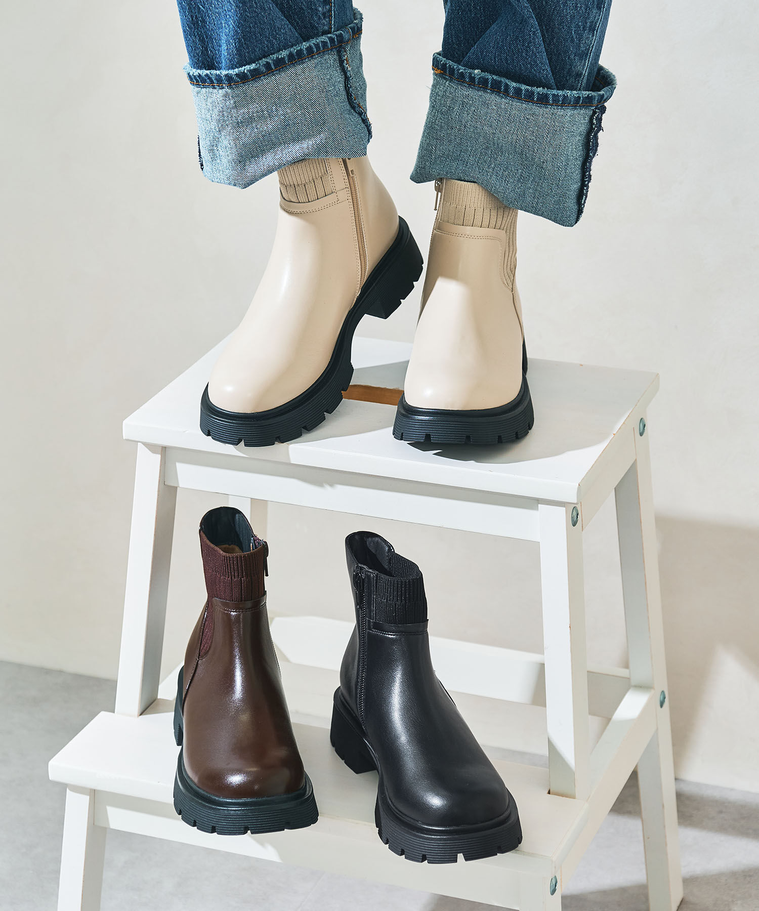 ORiental TRaffic「ニット ドッキング タンクソール ブーツ /51412」|ショートブーツ|