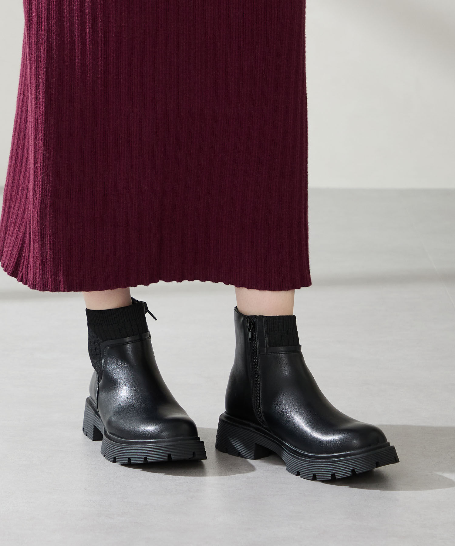 ORiental TRaffic「ニット ドッキング タンクソール ブーツ /51412」|ショートブーツ|