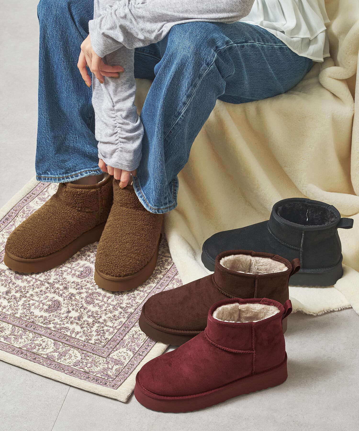 ORiental TRaffic「【 厚底 】ムートン ショートブーツ /51409 防寒 」|ショートブーツ|