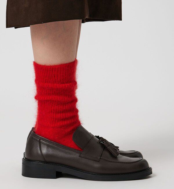 UNITED ARROWS「へアリー リブ ソックス」|ソックス|RED