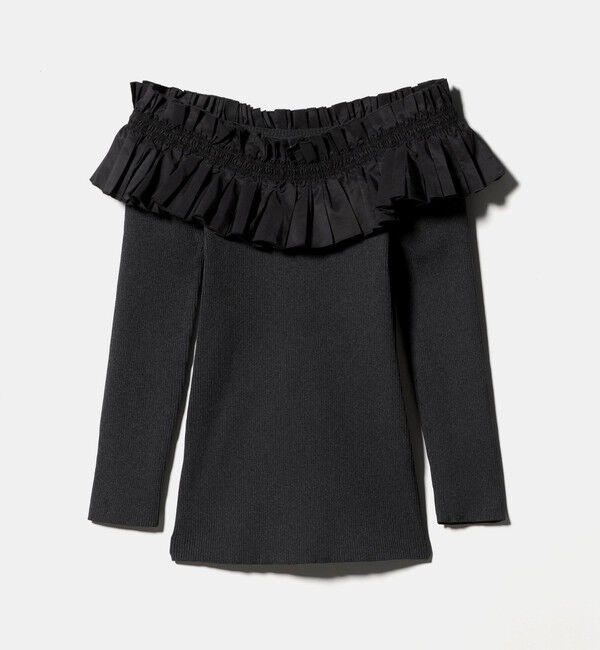 UNITED ARROWS「ギャザー オフショルダー 7分袖ニット ‐ウォッシャブル‐」|ニット・セーター|