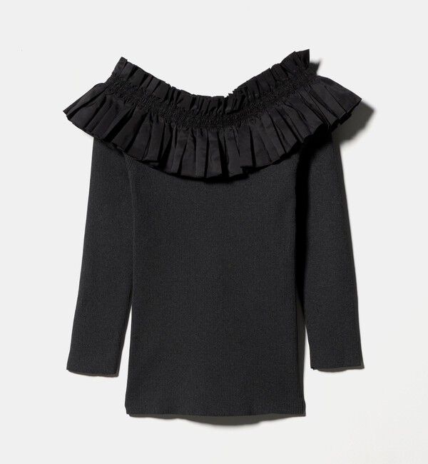 UNITED ARROWS「ギャザー オフショルダー 7分袖ニット ‐ウォッシャブル‐」|ニット・セーター|