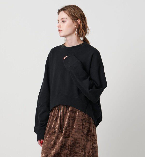 ASTRAET「＜ASTRAET＞ ウラケ サイドジップ クルーネックスウェット」|スウェット・ジャージ|BLACK