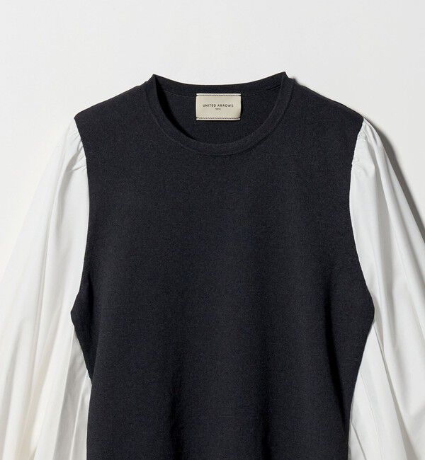 UNITED ARROWS「プリーツ コンビ ニット ブラウス ‐ウォッシャブル‐」|シャツ・ブラウス|