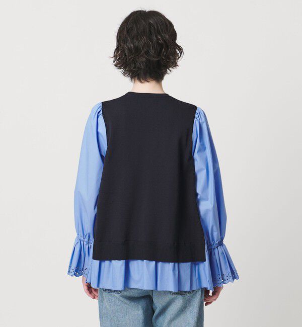 UNITED ARROWS「プリーツ コンビ ニット ブラウス ‐ウォッシャブル‐」|シャツ・ブラウス|