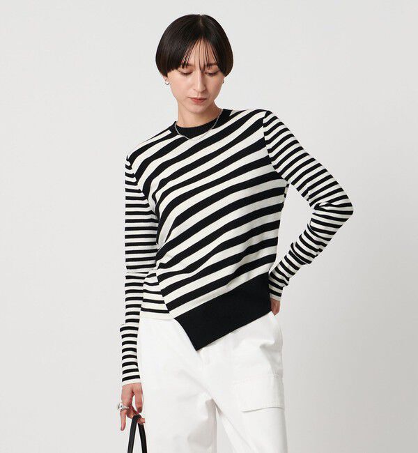 UNITED ARROWS「イレギュラー ボーダー ロングスリーブ ニット」|ニット・セーター|