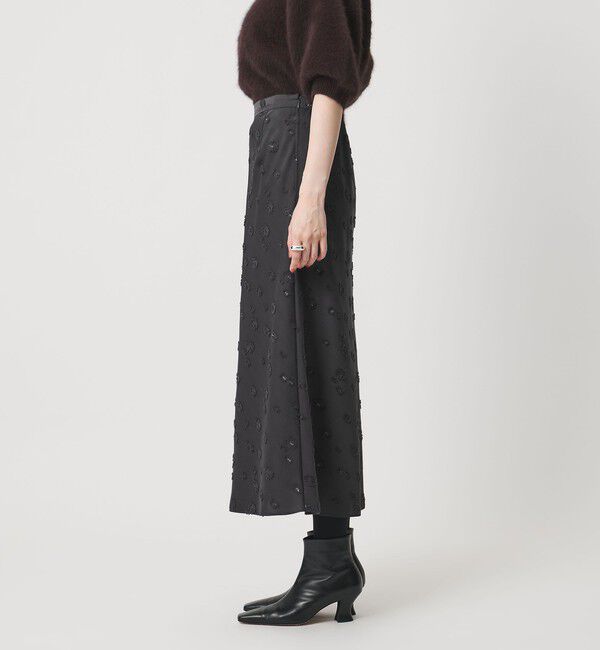 UNITED ARROWS「サテン フラワー ジャガード ロングスカート」|フレア|