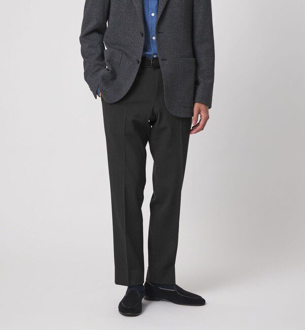 UNITED ARROWS「トロピカル ツイル サイドエクステンド ノープリーツスラックス COMFORT EASY‐MODEL ウォッシャブル 2WAY」|スラックス|DK.GRAY